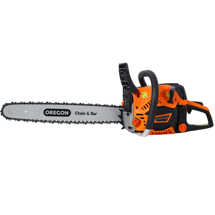 62Cc Gas Powered Chainsaw With 20" Oregon Chain & Bar 2 Cycle Petrol Handheld Cordless Design Epa Compliant - Orange