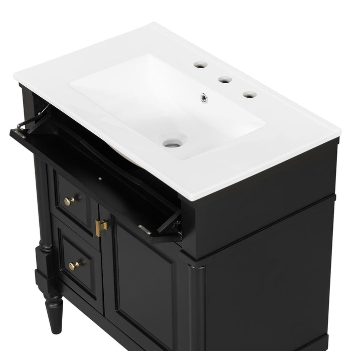 Modern Bathroom Vanity With Sink, Freestanding Cabinet With Flip Drawer & Adjustable Shelf