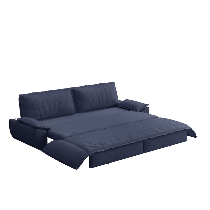 Queen Pull Out 3 In 1 Convertible Sleeper Sofa Bed - Blue