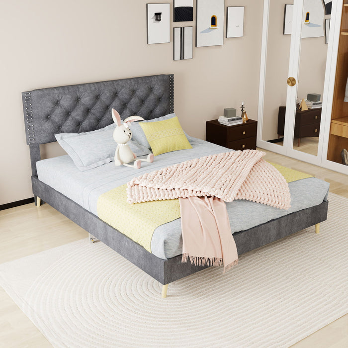 Upholstered Bed With Tufted Headboard