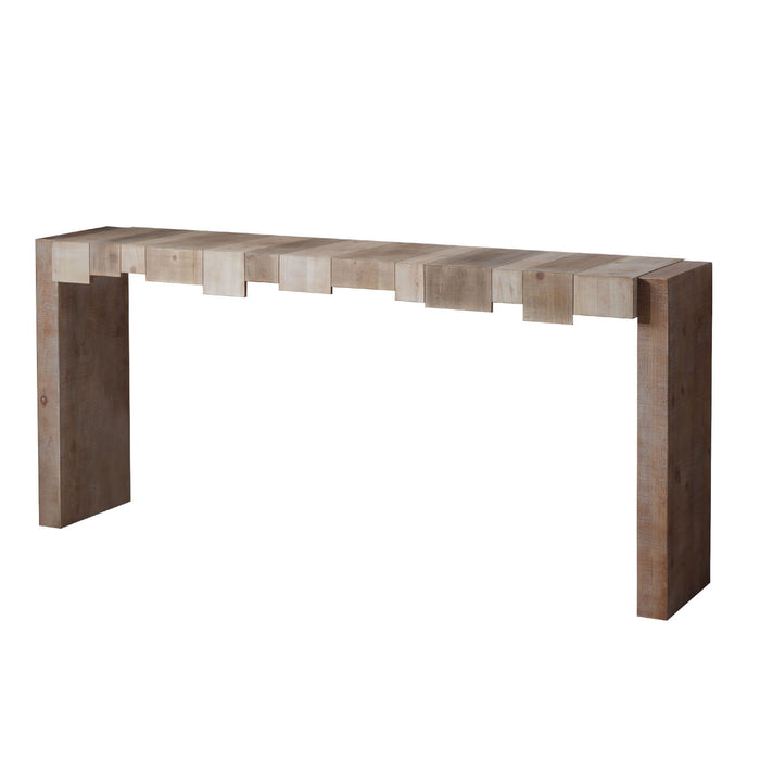 Modern Rustic Table With Sculpted Block Design