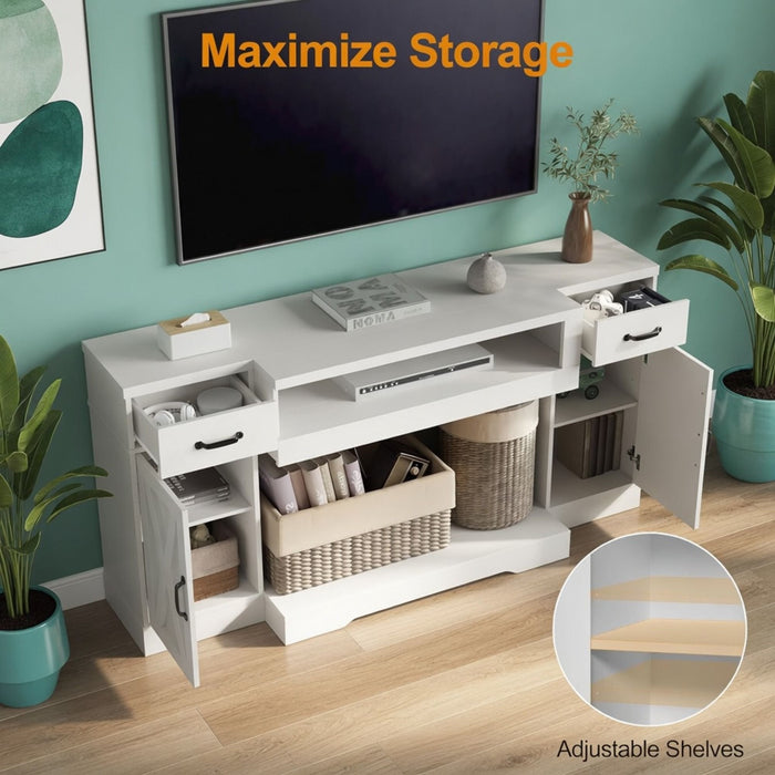 TV Stand With Adjustable Shelves & Double Doors