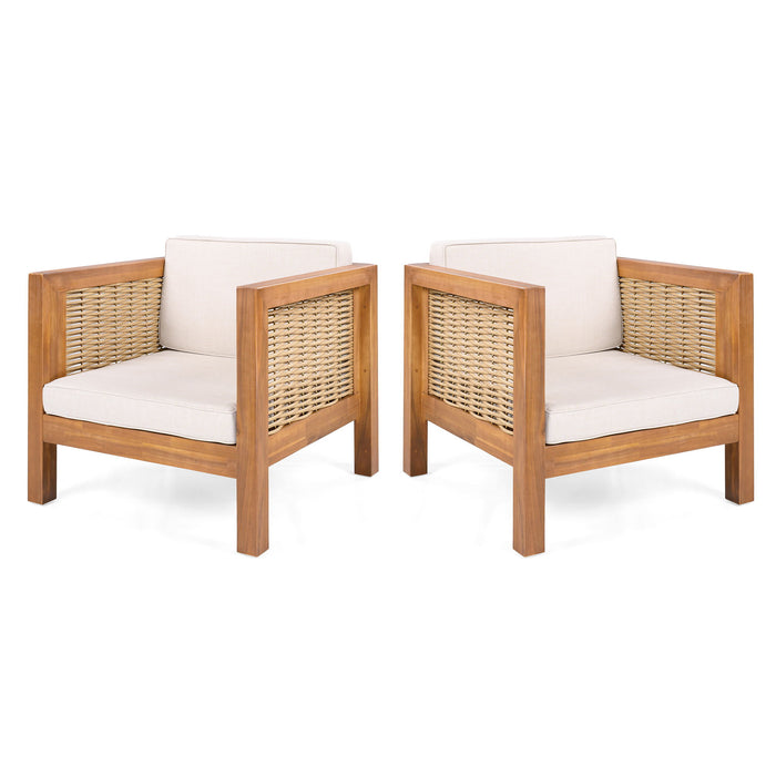 Outdoor Club Chair With Wicker Armrest