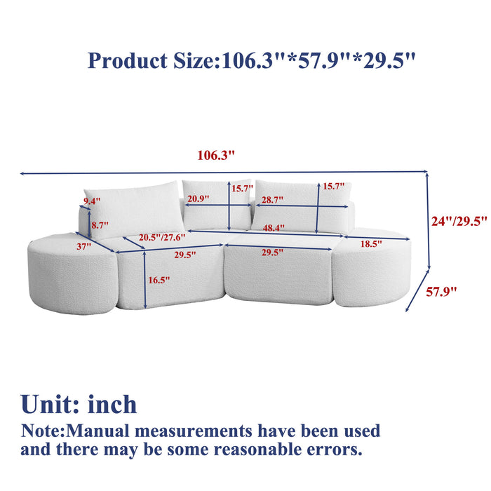 V - Shaped Modular Sofa Set With 3 Pillow