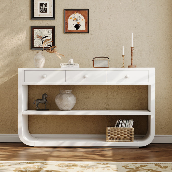 Console Table With 3 Soft Close Drawers & 2 Open Shelves