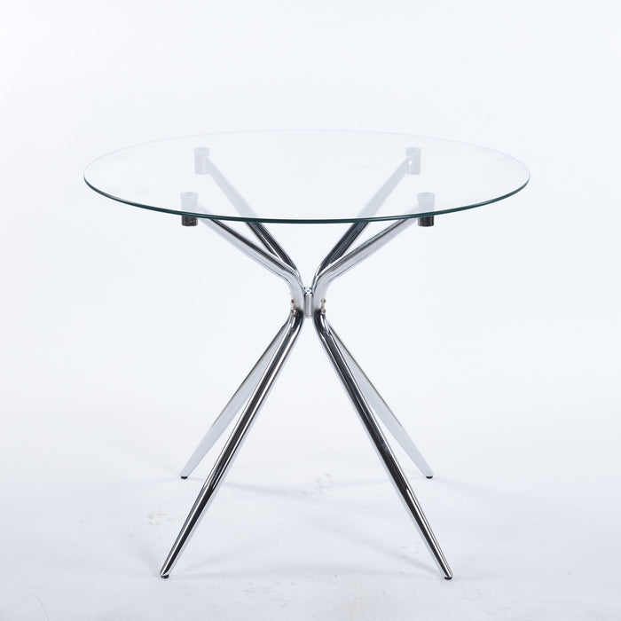 Compact Dining Table With Glass Top - Chrome