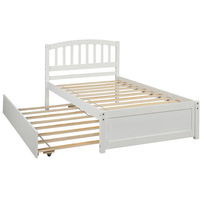 Platform Bed Wood Bed Frame With Trundle