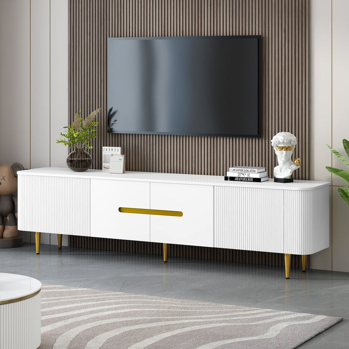 TV Stand For TVs, Media Console With 4 Spacious Cabinets For Living Room