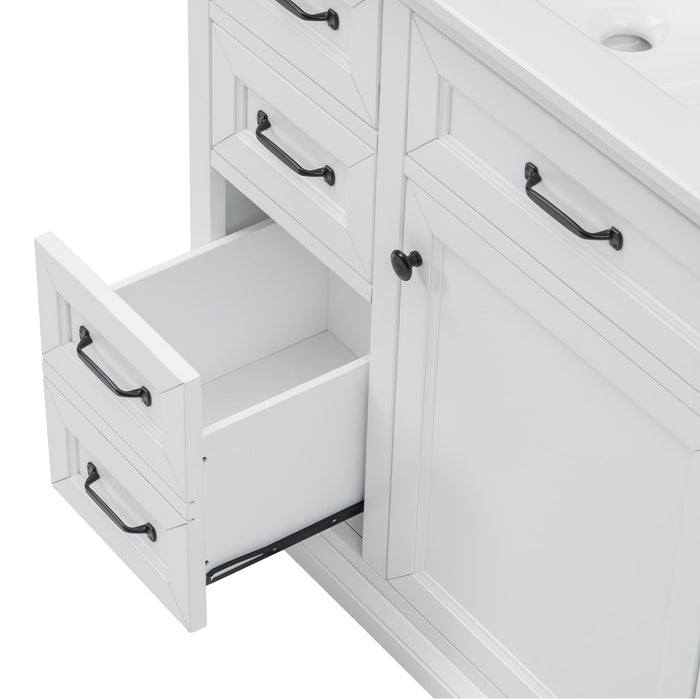 Modern Bathroom Vanity With Sink Top, 4 Drawers And 1 Soft-Close Door