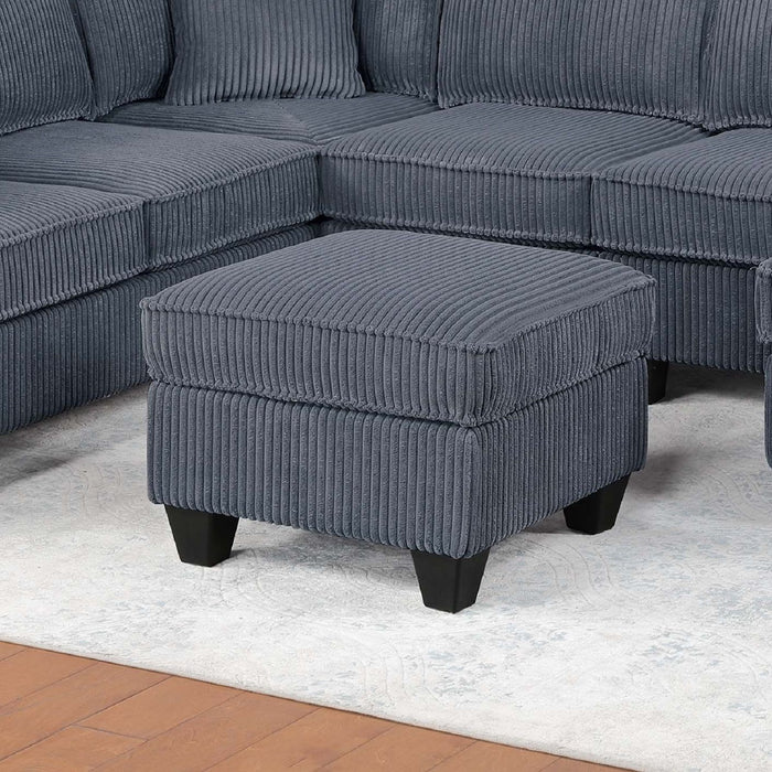 Left Arm Facing Loveseat With USB Port 5 Piece Sectional Set Corner Wedge Armless Chair Cocktail Ottoman Upholstered Living Room Furniture - Dark Gray