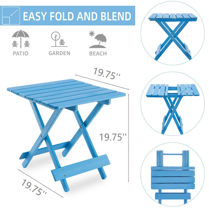 Folding Square Table For Backyard - Blue