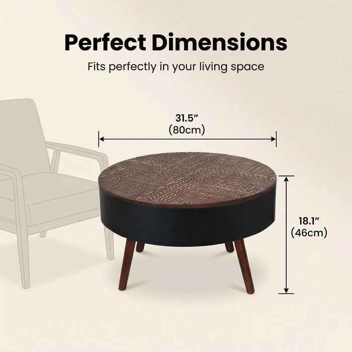 Round Coffee Table With Storage Function For Living Rooms