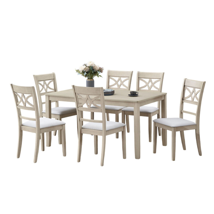 Ferris - 7 Piece Dining Set With Cross Back Chairs And Rectangular Table - Antique White