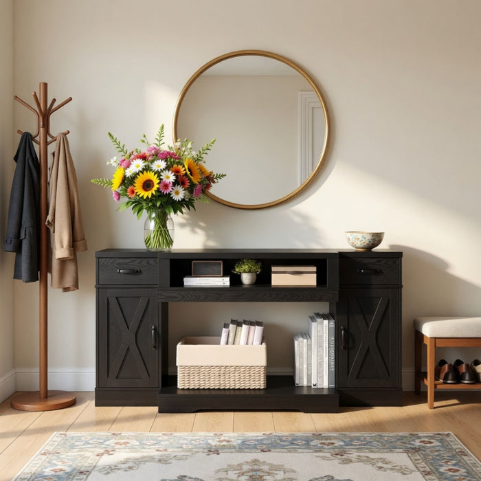 TV Stand With Adjustable Shelves & Double Doors