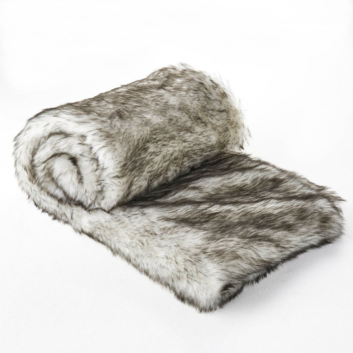 Luxury Throw Blanket With Streaks - Gray
