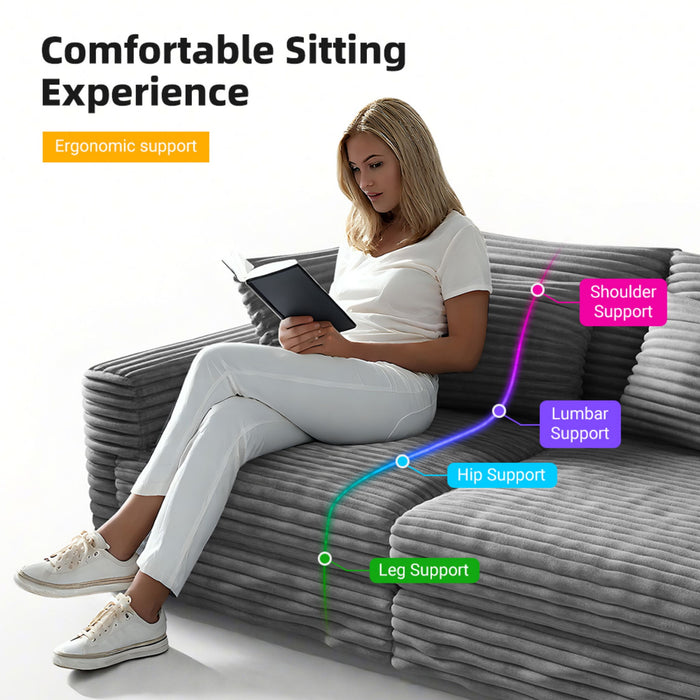 Deep Seat Convertible Sofa With Soft Pillows And Ottomans