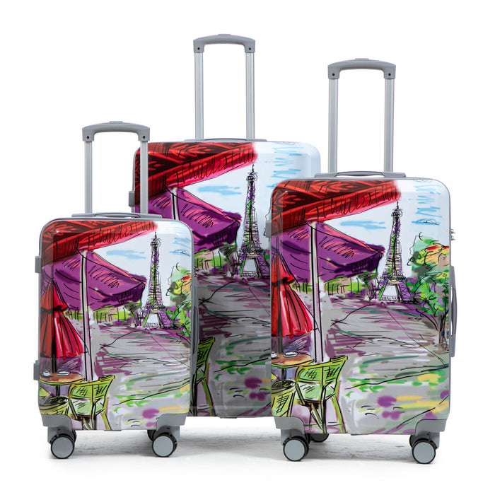3 Piece Spinner Luggage Set 20" / 24" / 28" With Combination Lock And Silent Wheels - Coffee