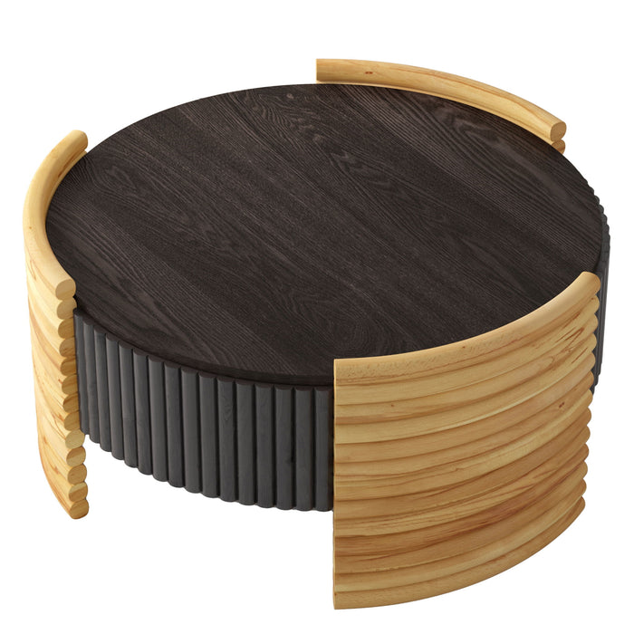 Modern Colorblocked Striped Coffee Table With Flip Top Storage