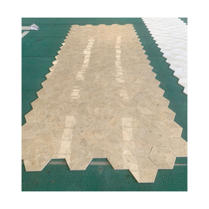 Hexagon Natural Marble Polished Tile For Wall And Floor (Set of 12)