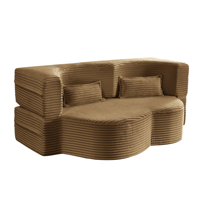 Floor Convertible Sleeper Sofa Bed With 2 Pillows