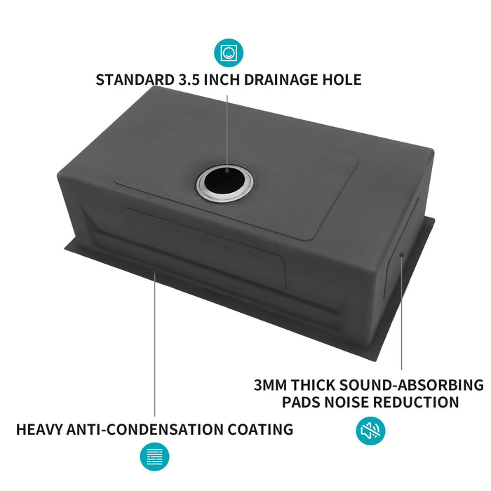 Undermount Kitchen Sink, Single Bowl With Ledge Workstation, 16 Gauge Stainless Steel - Brushed Nickel
