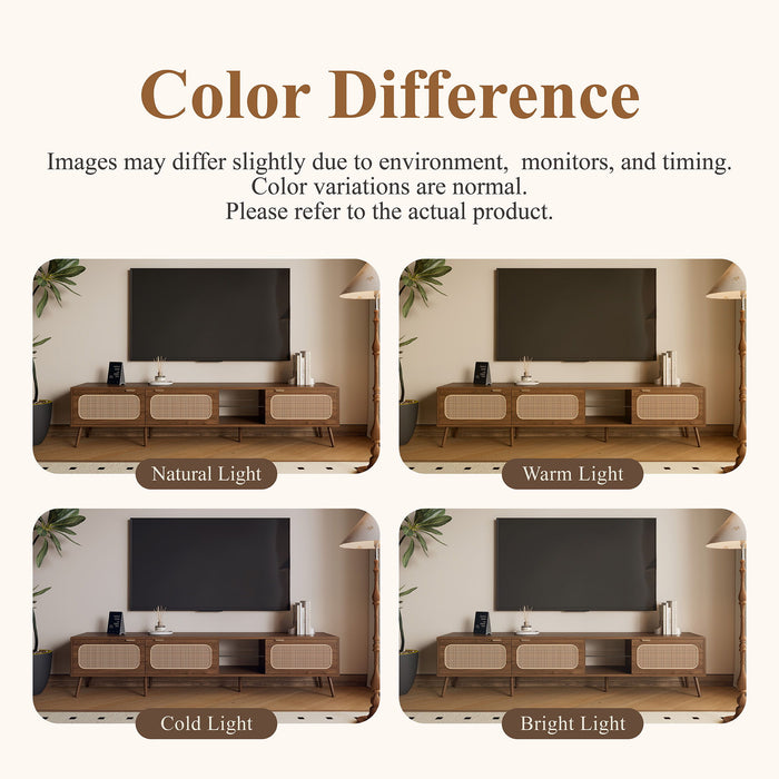 78" TV Stand With Ample Storage And Open Shelving - Walnut