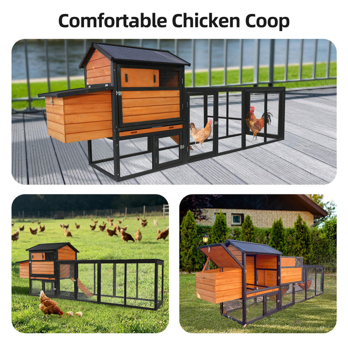 Chicken Coop, Large Outdoor Hen House With Run And Nesting Box Poultry Cage