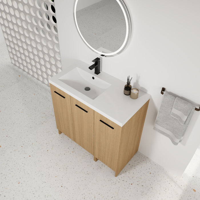 Wall Mounted Floating Bathroom Vanity With Sink, 3 Door Modular Cabinet