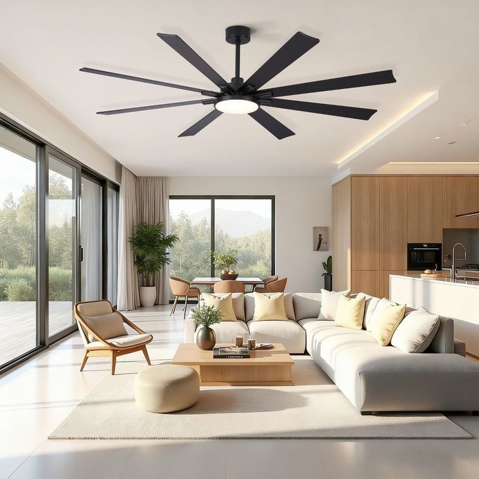 Large Ceiling Fan With Dimmable LED Light 8 Blades Remote Control, Reversible DC Motor
