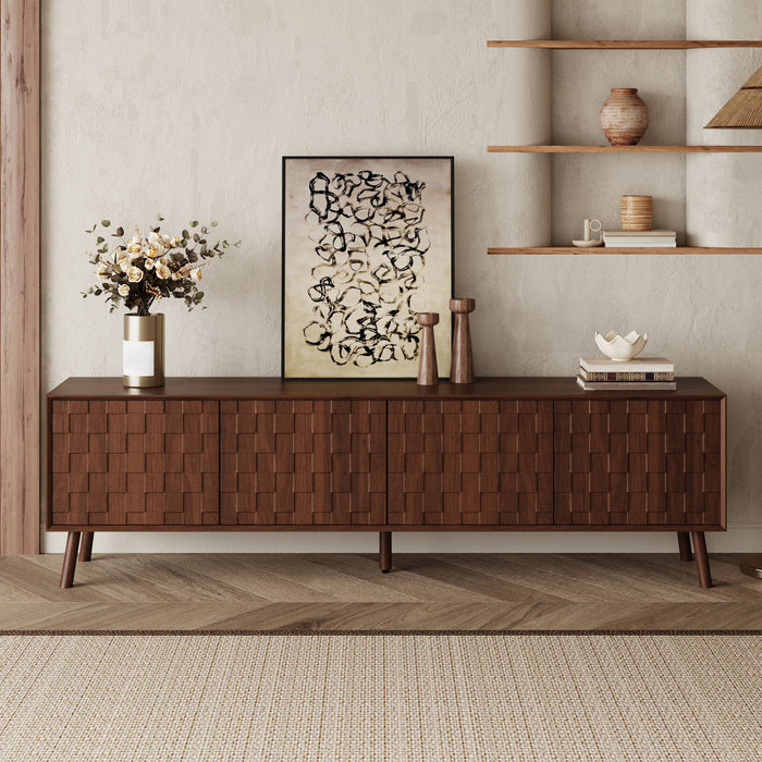 TV Stand With Soft Closing Hinges And Cable Management - Walnut