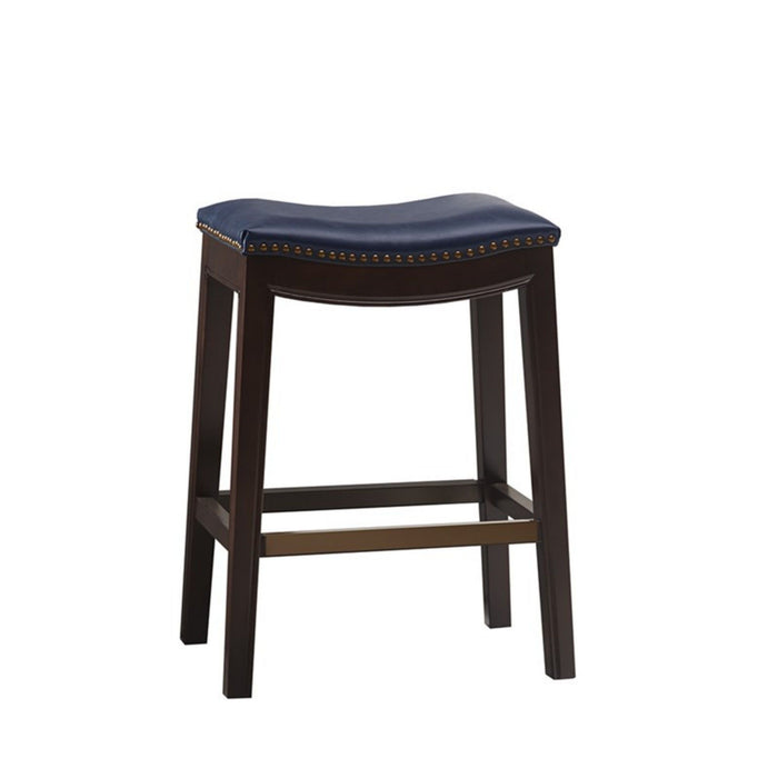 Saddle Counter Stool With Antique Bronze Detailing And High Density Foam - Navy