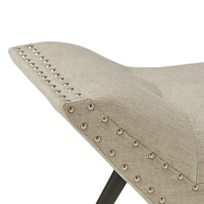 Hariata - Contemporary Fabric Tufted Ottoman Bench - Beige