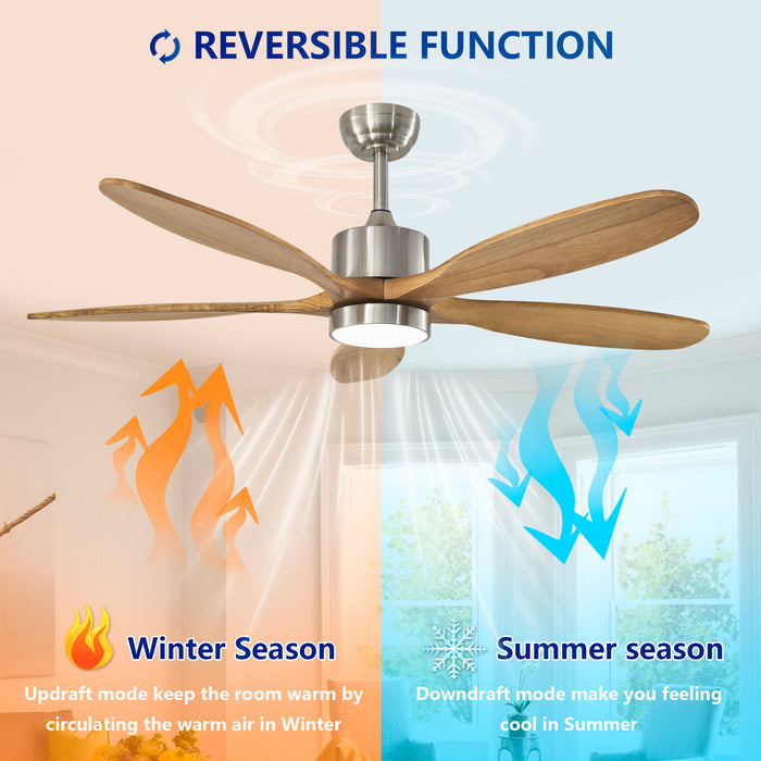 Ceiling Fan With Lights Quiet DC Motor Ceiling Fans 6 Speed Levels - Nickel