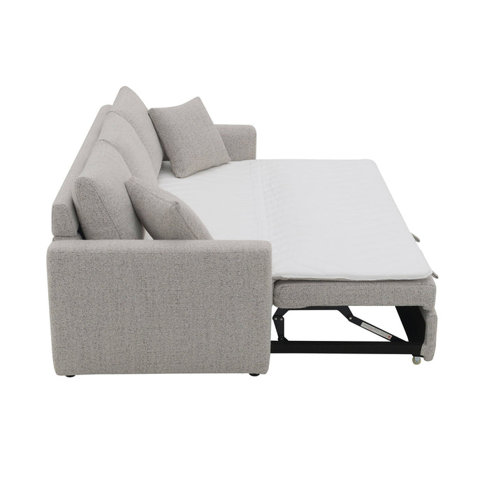 Connie - Boucle Sleeper Sectional Sofa With 2 Toss Pillows - Beige