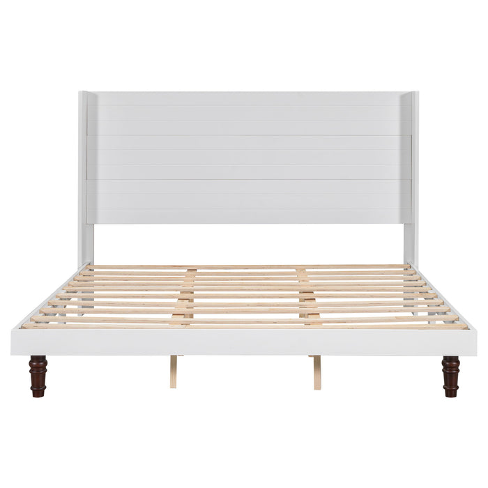 King Size, Stylish High Headboard Bed, High Quality - White