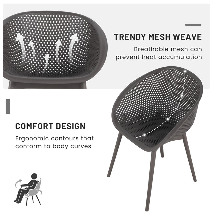 2 Piece Durable Single Chair With Mesh Hollow Out Design