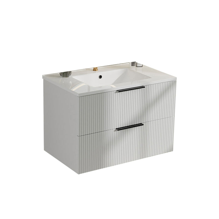 Modern Wall Mounted Floating Bathroom Vanity With Sink And Drawers