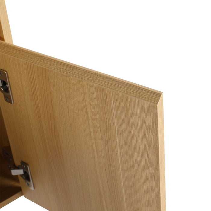28" Wall Mounted Bathroom Vanity With Stainless Steel Sink, Soft Close Doors - Oak