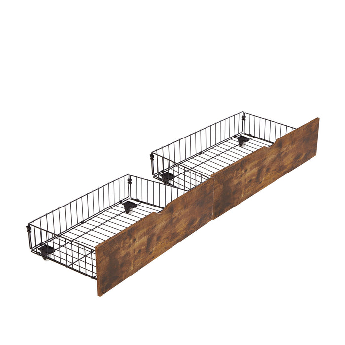 Modern Style Full Bed Drawers With Wheels Storage Solution - Brown / Black