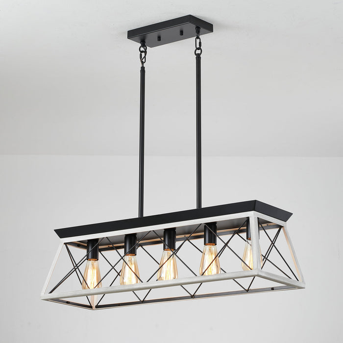 Chandelier Pendant Light For Dining Room Kitchen, 5 Light Fixture With Adjustable Height