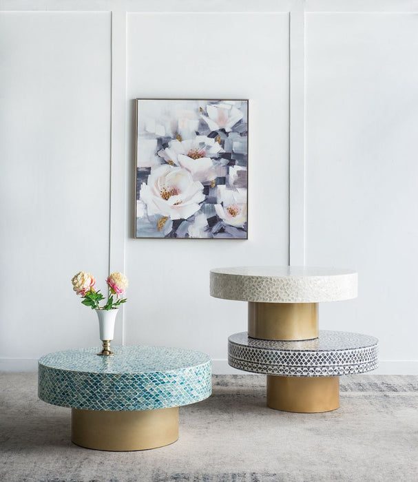 Unique Capiz Coffee Table & Pedestal Base