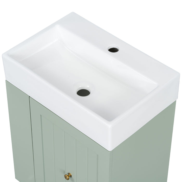 Modern Bathroom Vanity With Sink, Storage Cabinet, Drawer & Side Shelf