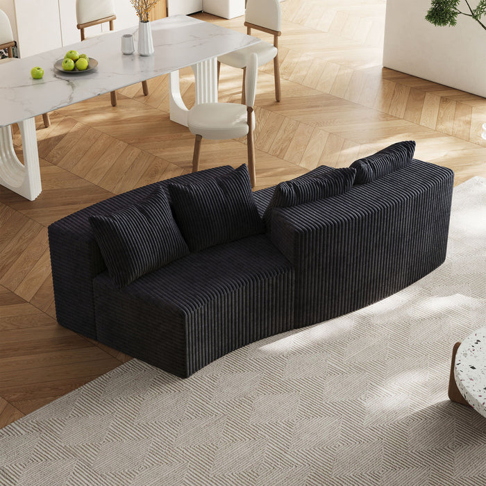 Curved Sectional Sofa With 4 Pillows, Modular Semi Circular Design