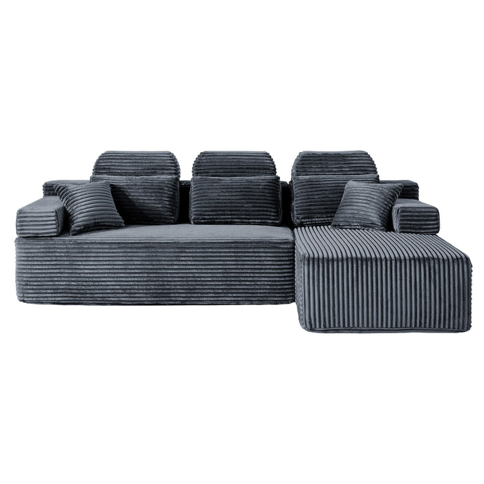 Sectional Sleeper Sofa & Storage Pockets, Modular Couch With Throw Pillows For Living Room