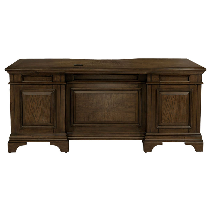 Stigham - 7 Drawer Executive Desk With Lockable File Cabinets - Oak