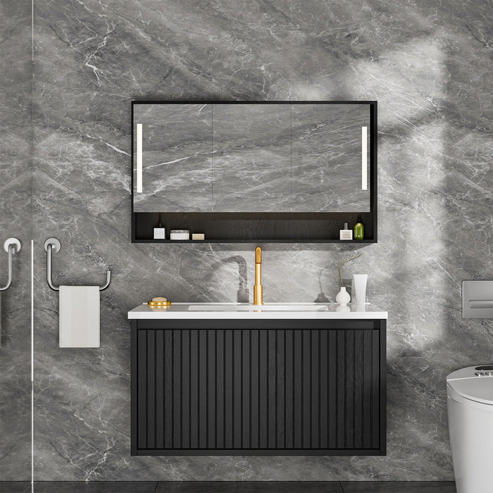 Wall Mounted Floating Bathroom Vanity With Sink And Drawers