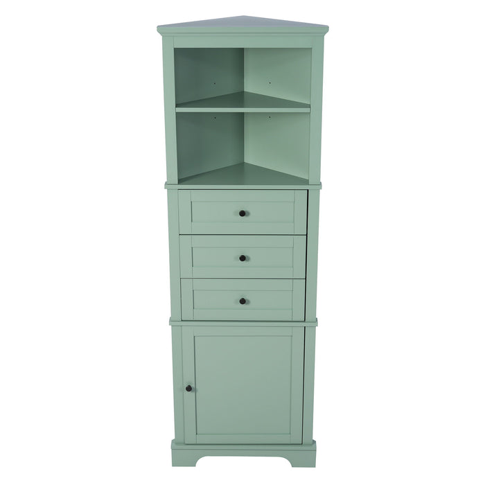 Tall Storage Cabinet With 3 Drawers And Adjustable Shelves For Bathroom