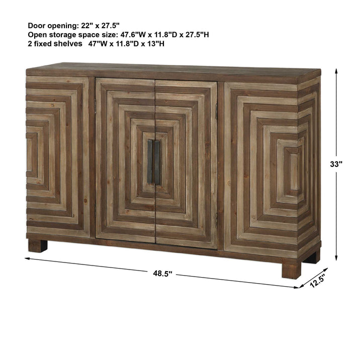 Layton - Geometric Console Cabinet - Light Brown
