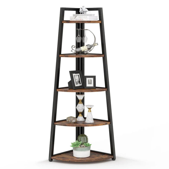 Tall 5 Tier Corner Bookshelf For Living Room