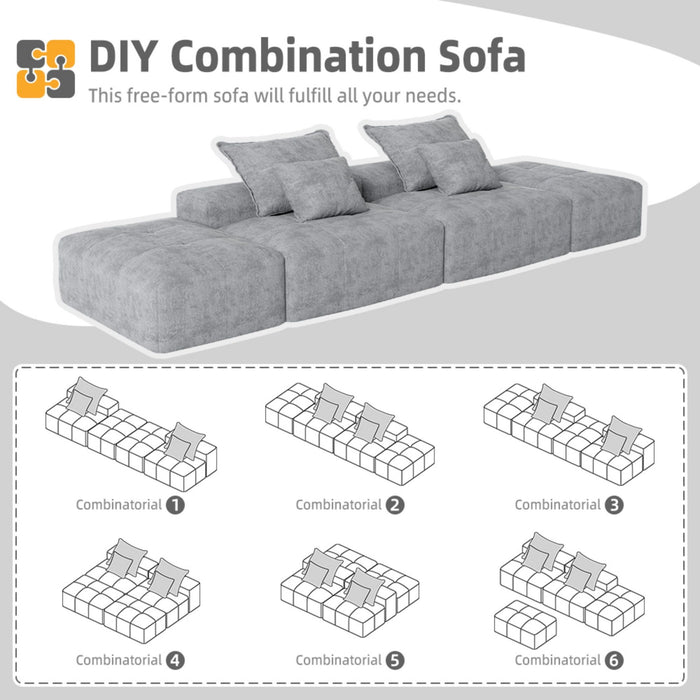 Modern Oversized, Modular Sectional Sofa With Pillows